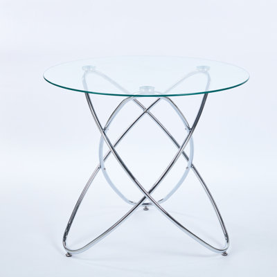 Color Metal Leg And Tempered Glass Dining Table For Living Room, Natural Feel, Flexible Design, 28.64 In Height Modern Kitchen Stable Structure, Simple To Clean, 35.7 Dimensions