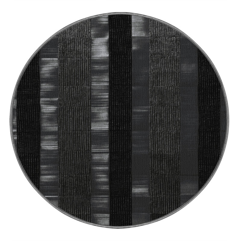 Machine Washable Checkered Gray Area Rug, Round 3'