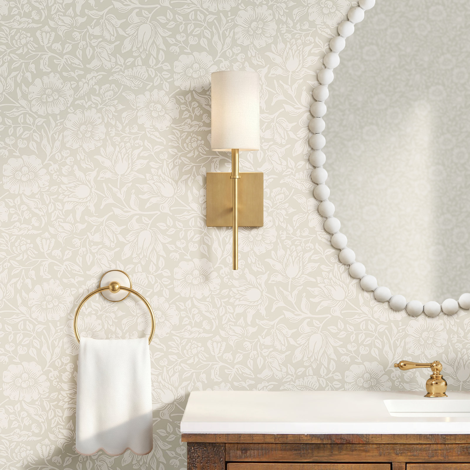 Rowley Single Light Dimmable Bath Sconce, Satin Brass