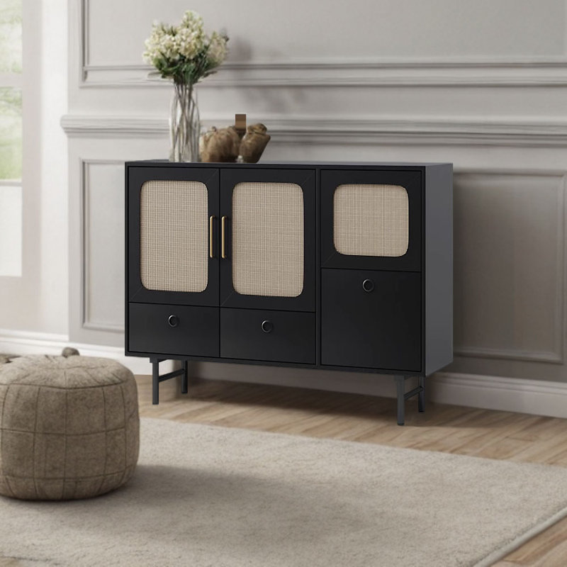 Kourtne Sideboard, Black, 39.3" H x 47.2" W x 15.7" D
