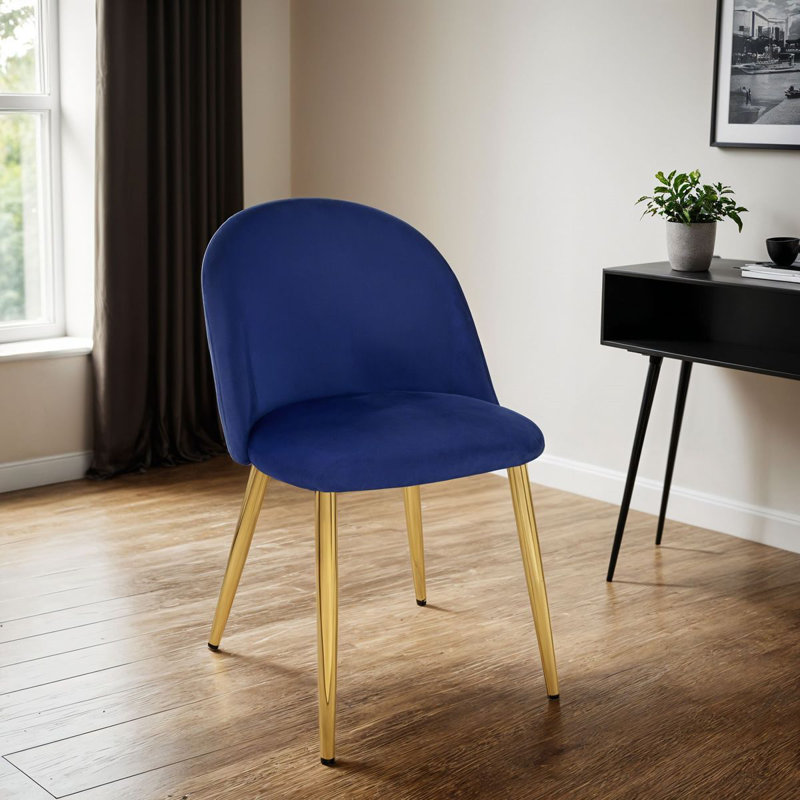 Velvoro Luxurious Dining Chair With Gold Legs, Blue, 6