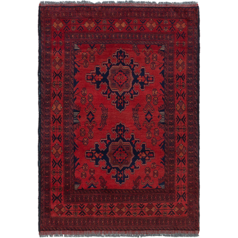 Tapis décoratif en laine noué à la main de conception unique 3 pi 3 po x 4 pi 10 po Bencion New Age