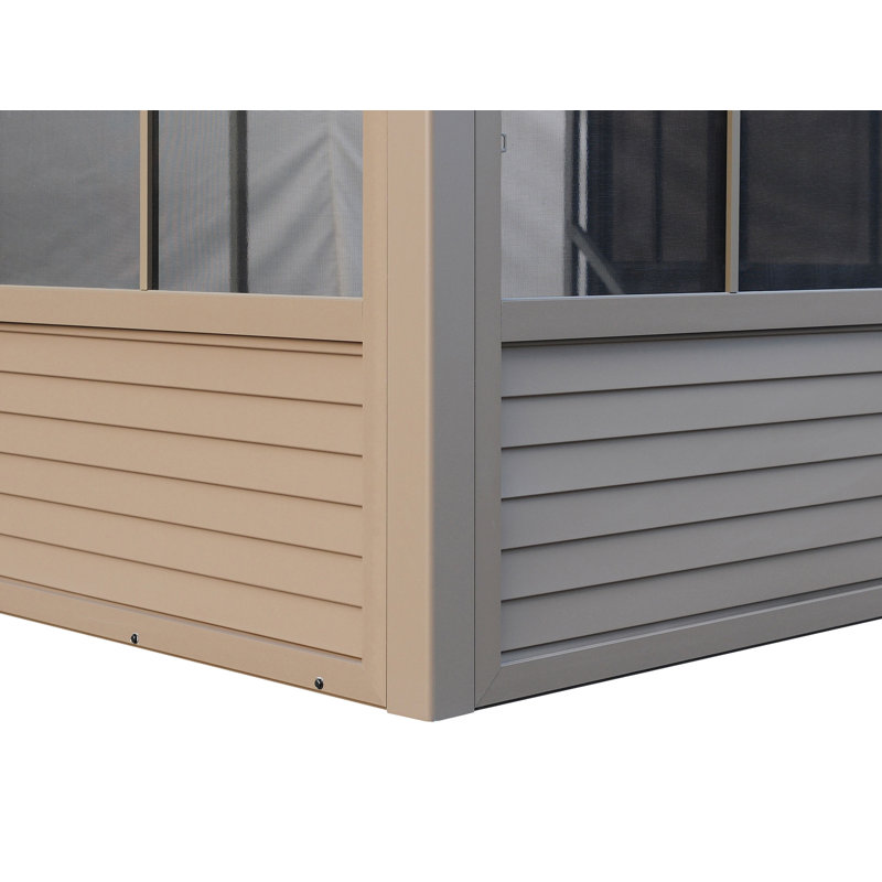 Florence Sand Aluminum Wall-Mounted Solarium with Steel Roof