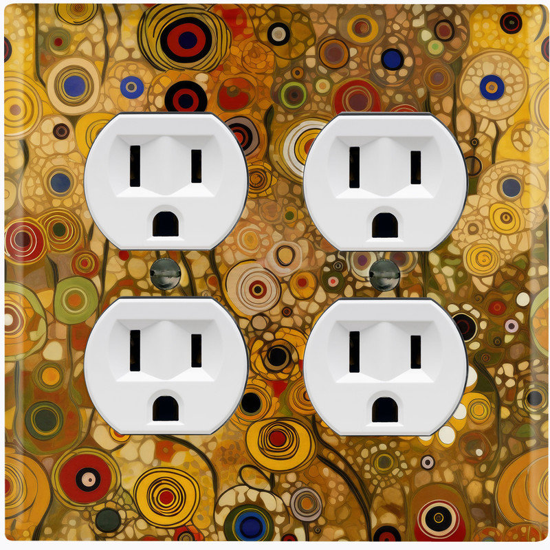 Couvercle de plaque d'interrupteur en métal; Art floral américain à 2 bandes de taille standard US - style Klimt