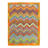 One-of-a-Kind 6'X 8' New Age Area Rug in Gold/Red/Green/Beige