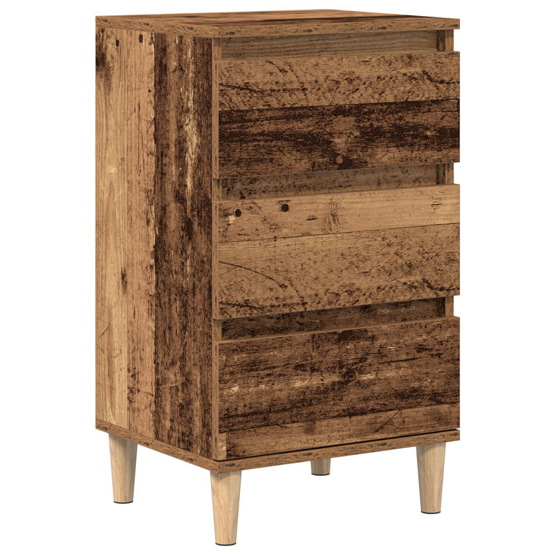 Bedside Cabinet Reclaimed Wood Medium Bedside Table, Old Wood