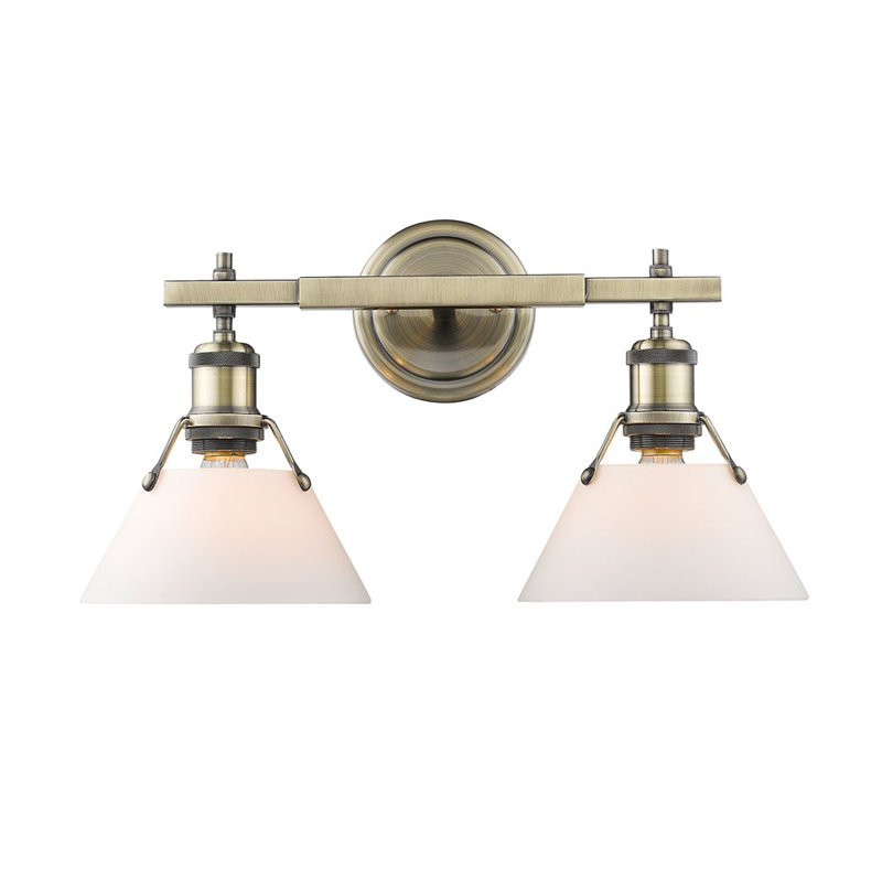Luminaire à 3 lumières Felda, Laiton vieilli, Verre opale