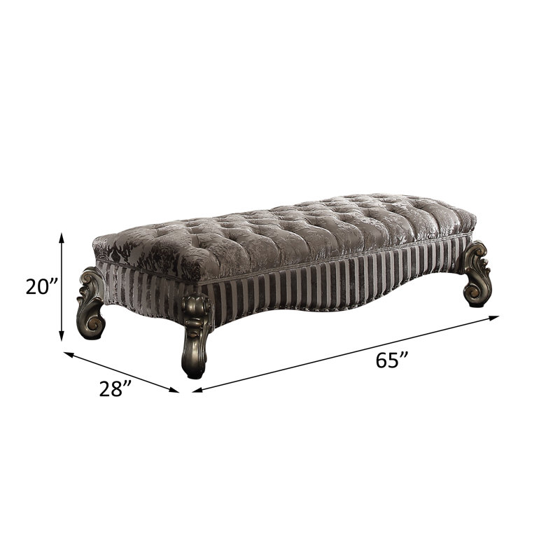 Castellano Upholstered Bench with Button Tufted, Grey