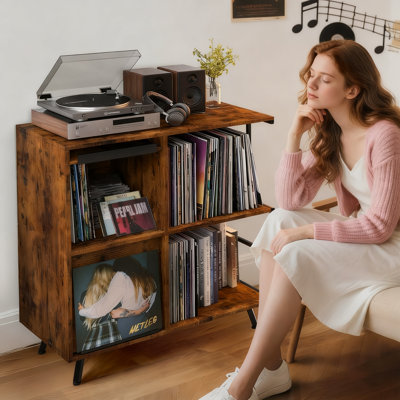 Armoire tourne-disque avec rangement pour disques vinyles