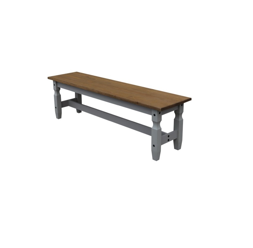 Mercers Furniture Corona Grey Wax 5'0" Dining Bench - Solid Pine - Mexican Styling - Grey - Image 4