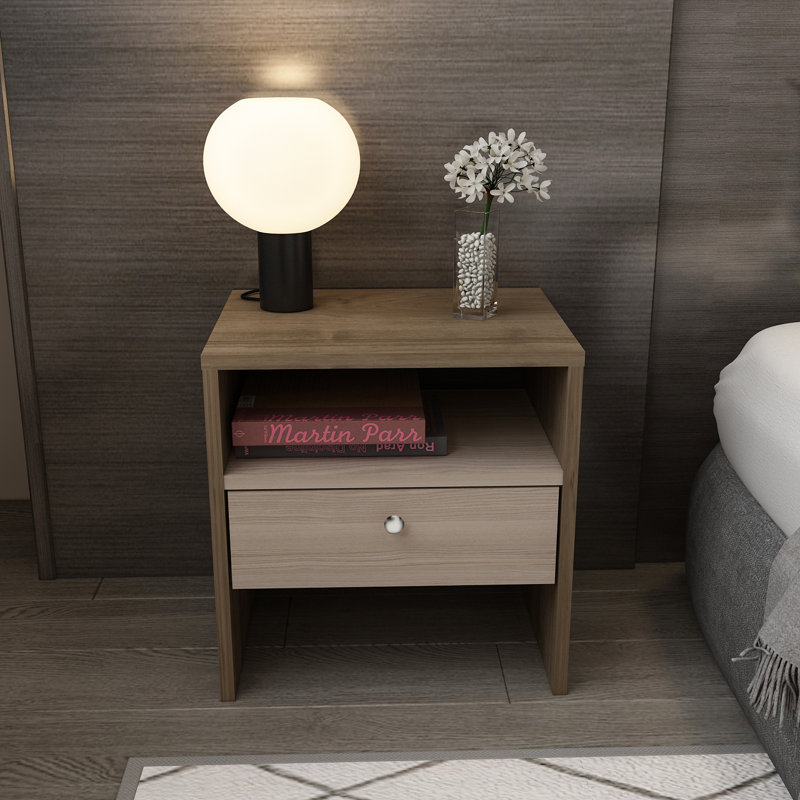 Ailine 17.7'' W Nightstand, Walnut/Gray
