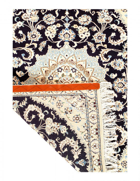 Tapis unique en laine et soie 4 pi 4 po x 2 pi 11 po Ilaina