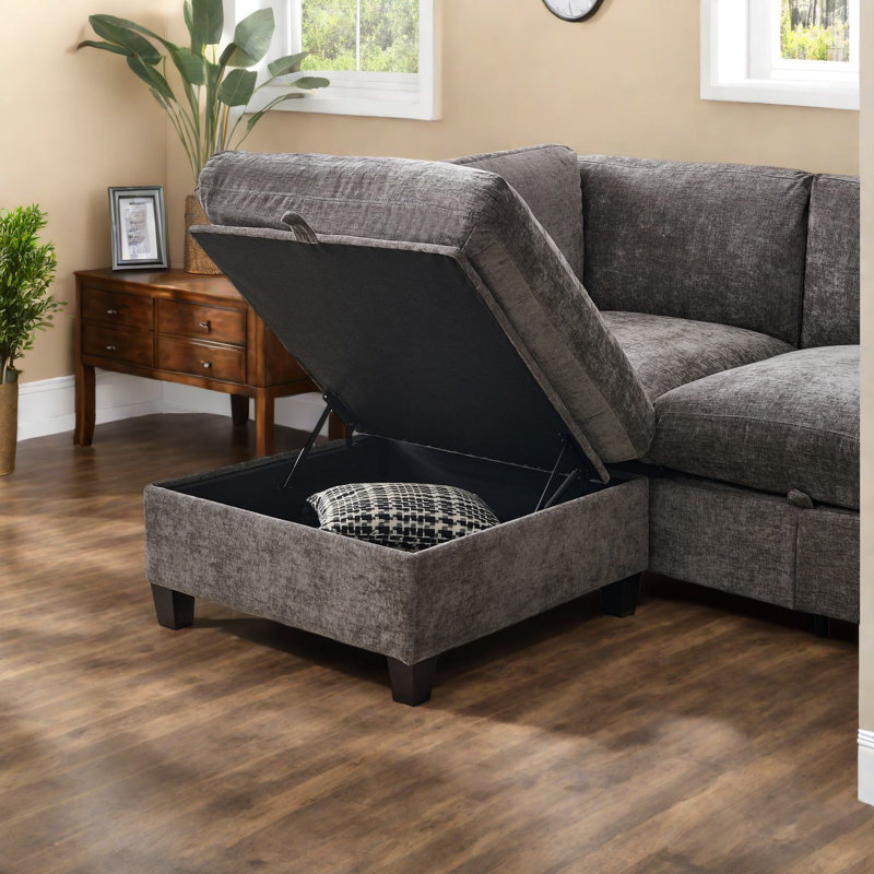 Canapé modulaire spacieux avec rangement, chenille douce, salon moderne