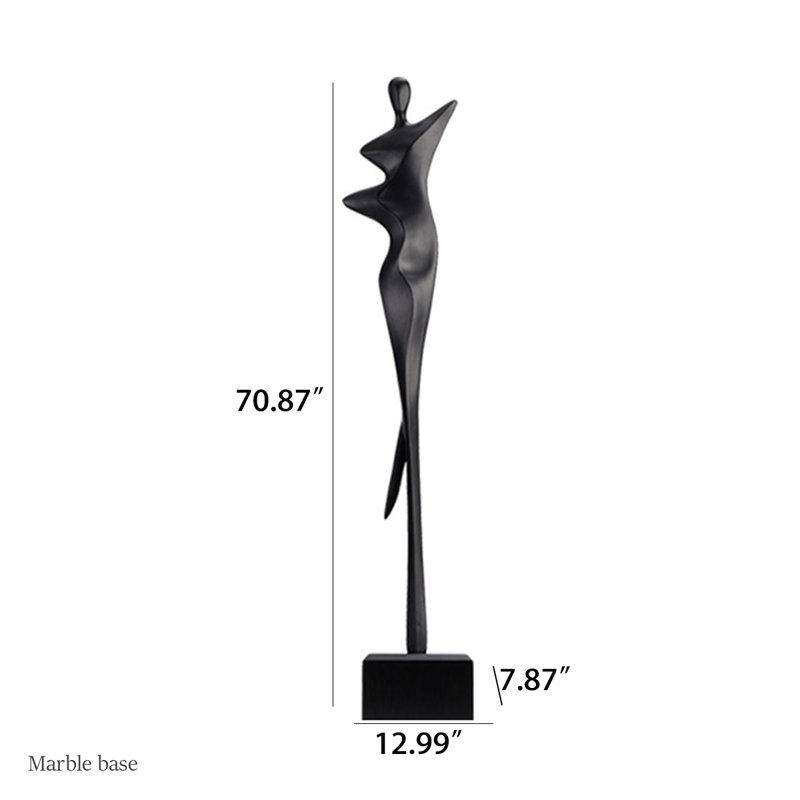 70.87"Black Abstract Figure Figurines, Black, 70.87" H x 12.99" W x 7.87" D