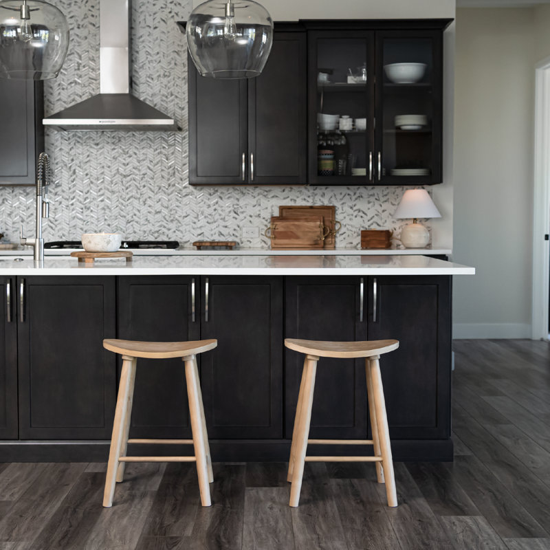 Maven Lane Luna Backless Wooden Kitchen Stool, Light Oak, Single, Counter Stool (26" Seat Height)