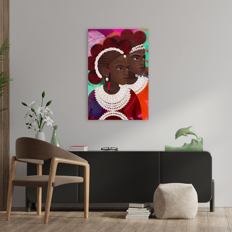Gémeaux - Art figuratif contemporain multicultures pour enfants, H 36 po x l 24 po