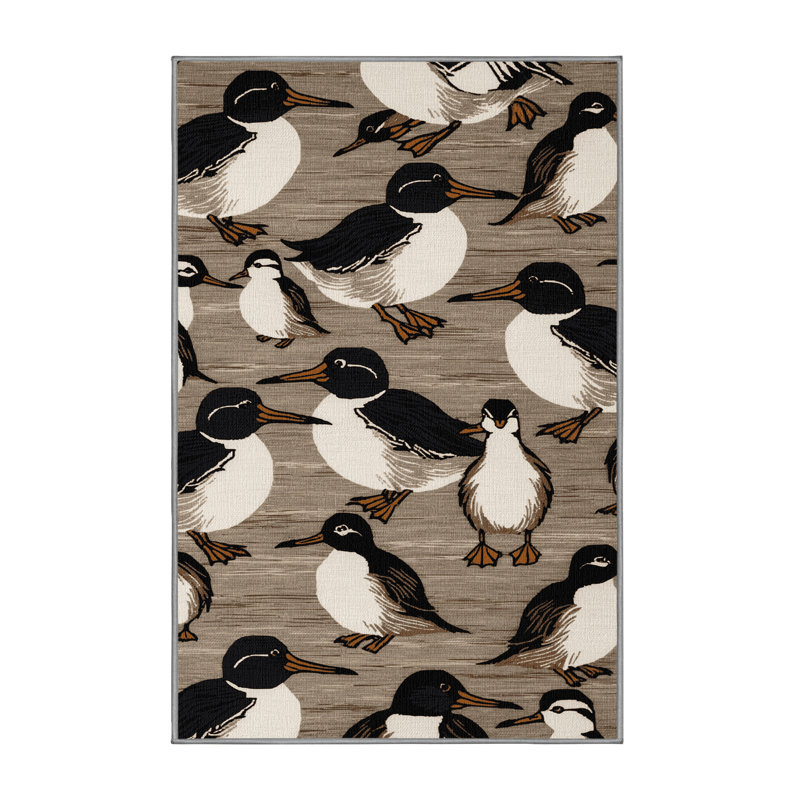 Washable Common Murre Birds Area Rug, Rectangle 6' x 9'