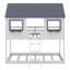Lit superposé simple au-dessus de simple en bois avec fenêtres et rails de protection-114328215