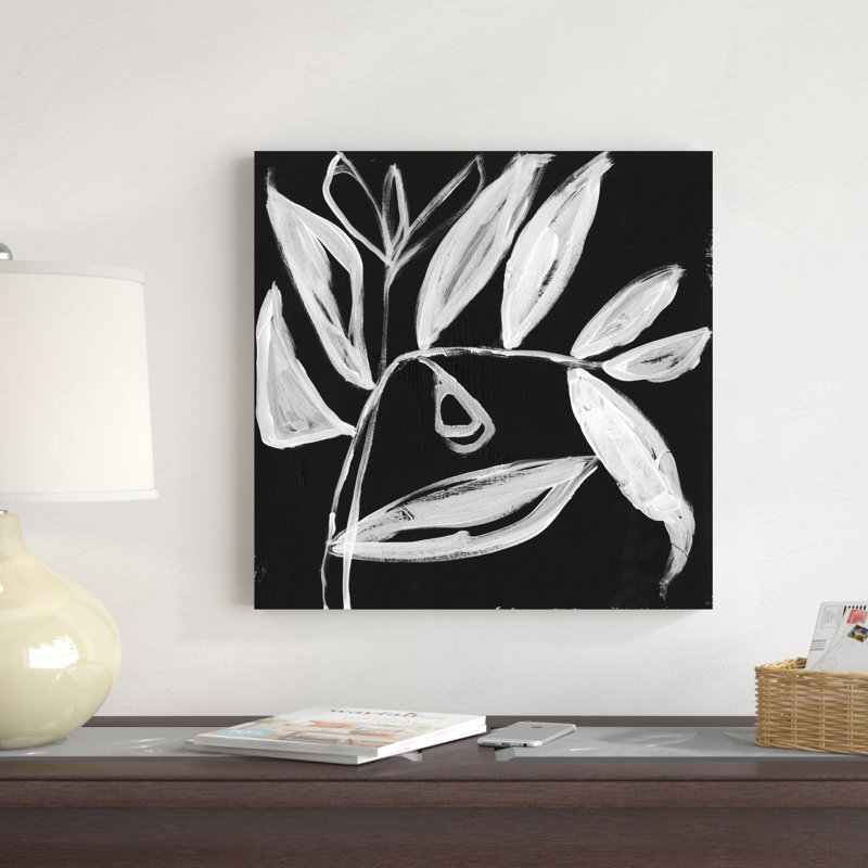 " Quirky White Leaves II " by Jennifer Goldberger Painting Print, 20" H x 20" W
