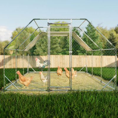 10 X 20 Ft. Galvanized Metal Poultry House With Materials And - Tarp Large Chicken Coop Cage Steel Tubes For Farm Run Hen 10Ft. 20Ft