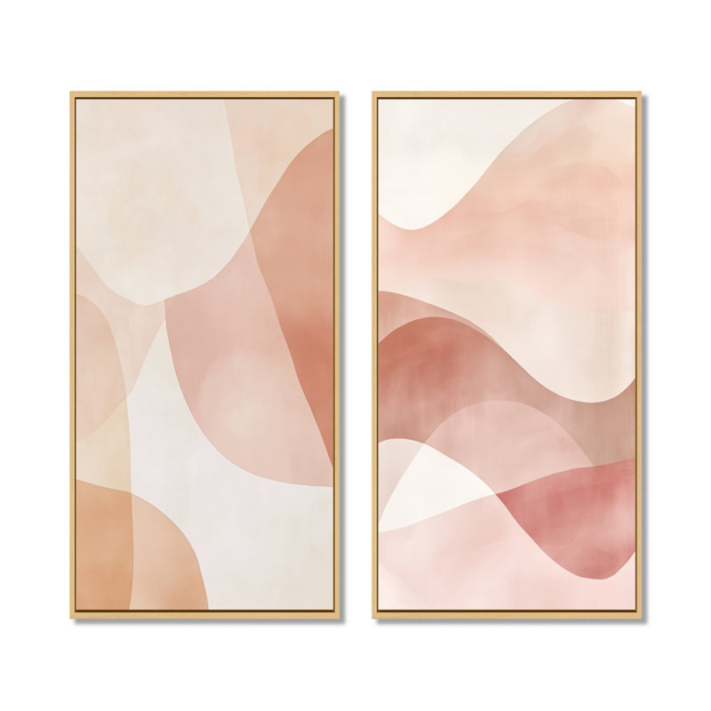 «Blush Minimalist», art mural 2 pièces, toile neutre neutre, couches minimalistes rosées, H 40 po x l 40 po