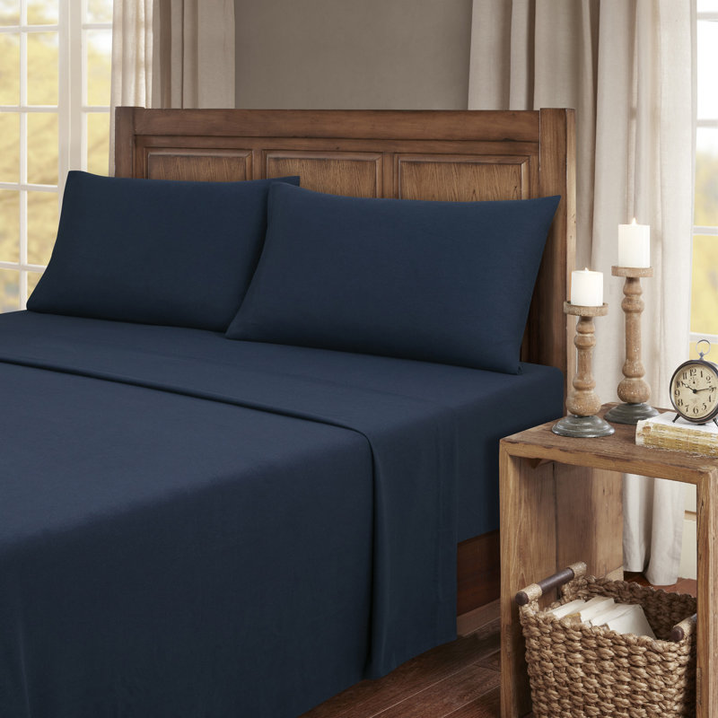 Kathy Ireland 100% Turkish Cotton Flannel Sheet Set, Cal.King Sheet Set + 1 Fitted Sheet+2 Pillowcase, Blue