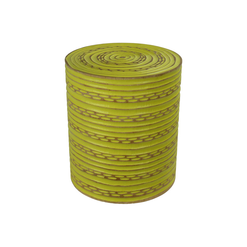 Mayne Solid Wood Accent Stool, Yellow