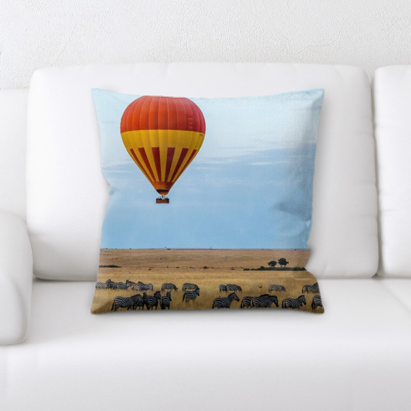 Hot Air Balloon Microsuede Reversible Throw Pillow