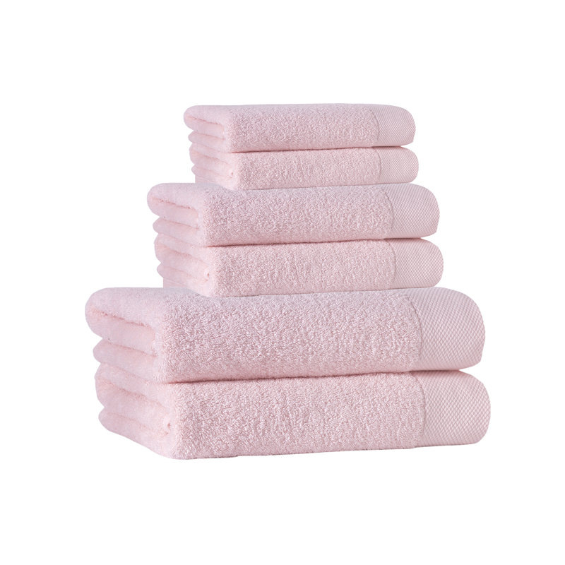Ensemble 6 serviettes de bain en coton turque, Rose