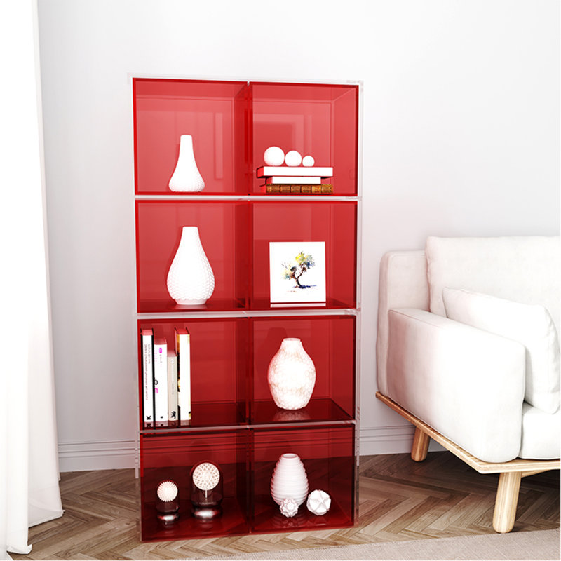 Bibliothèque de salon simple en acrylique, Rouge