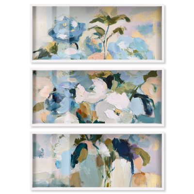 Art mural floral bleu Milky Peony