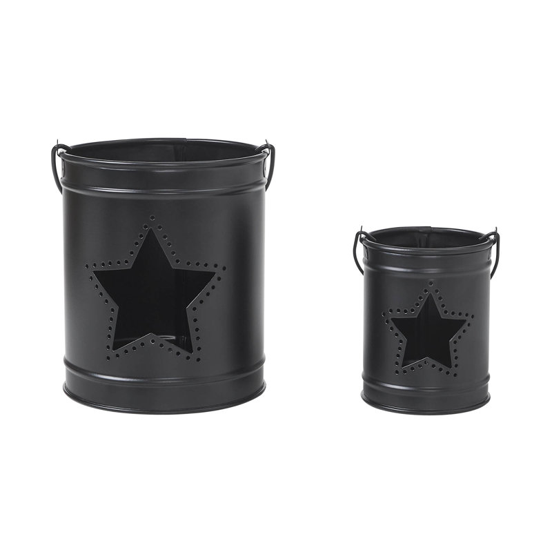 Festive Finds Votive Candle Holder w/ Star Cutout Barn Set of 2, Black