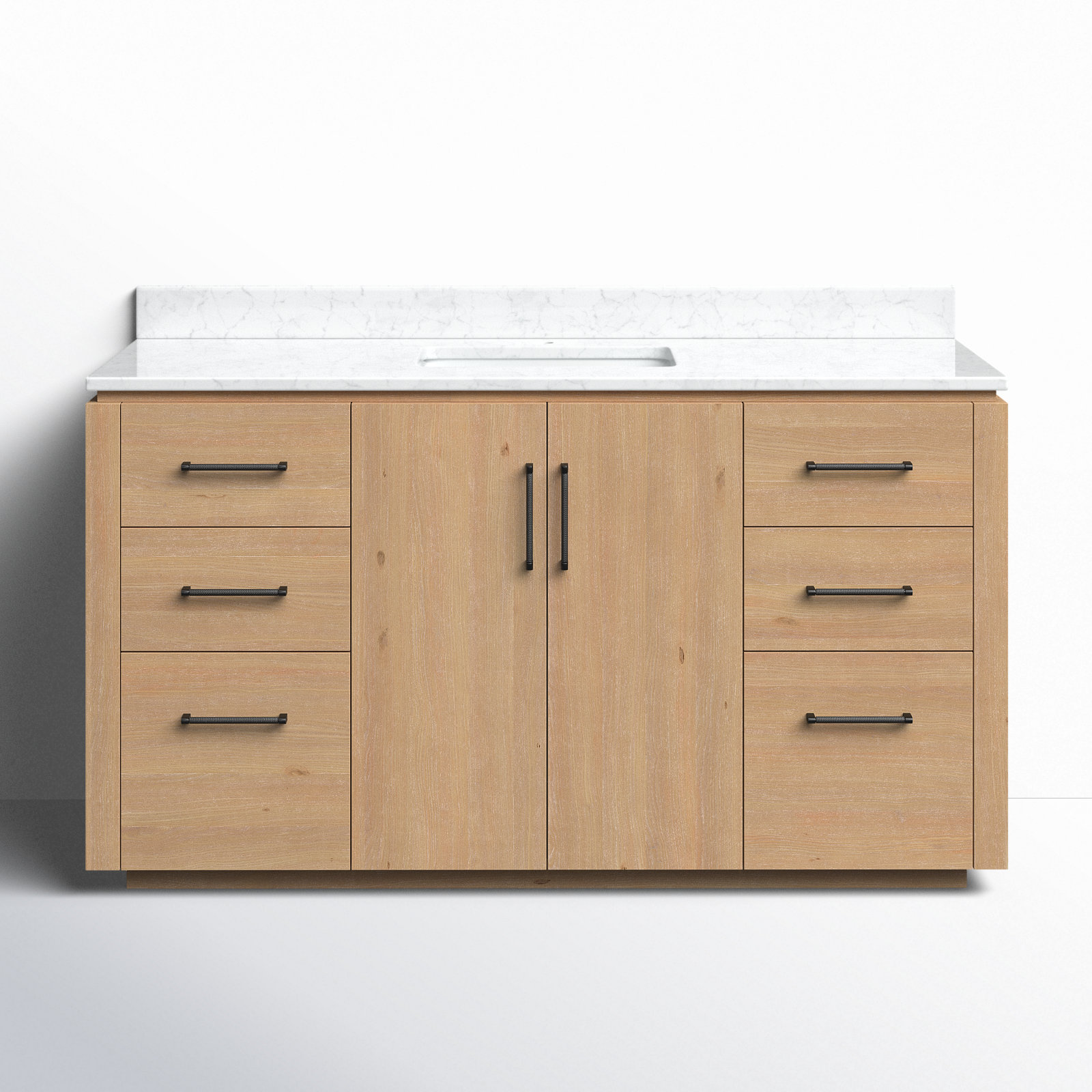 Cloverfield 60'' Single Bathroom Vanity, Fir Wood Brown, Matte Black