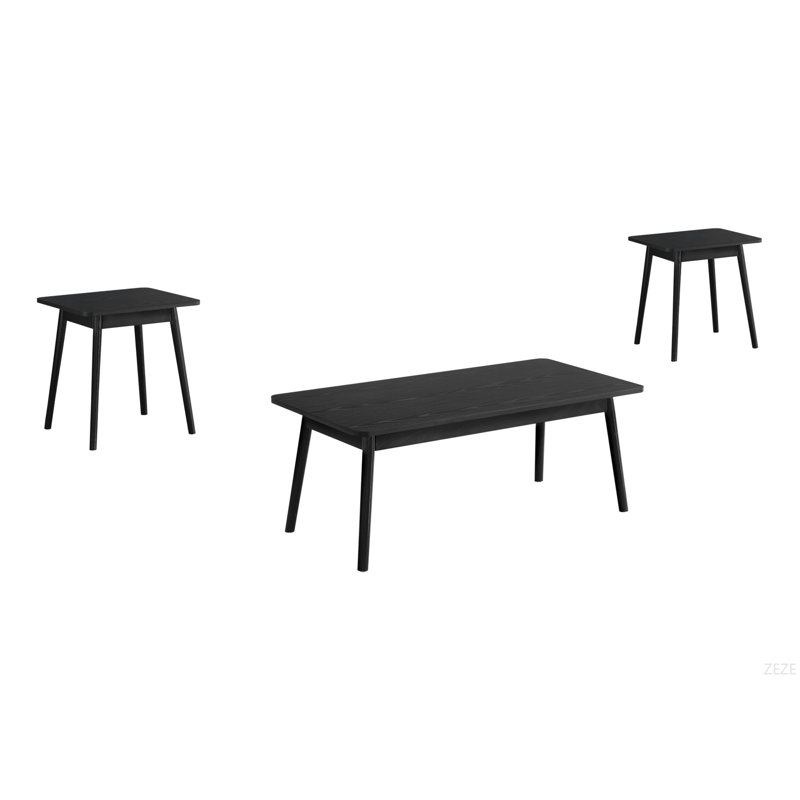 Ensemble de table, ensemble de 3 pièces, café, bout, côté, décor, salon, stratifié, Mid-Century, moderne, Noir