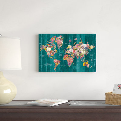 Carte botanique avec mots turquoise