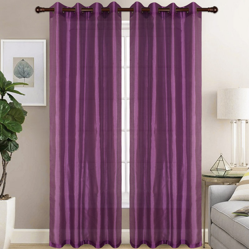 Diredra Polyester Semi-Sheer Curtains (Set of 2), Purple