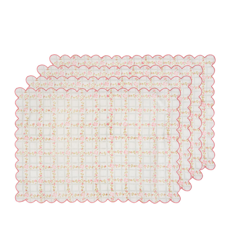 English Rose Table Placemat 14x20 Inch, Pink