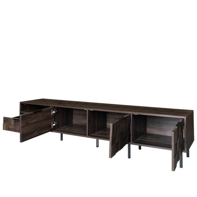 78.7" Modern Tv Stand For 85 Inch Tvs, Entertainment Storage Center In Living Room, 3 Soft - Closing Cabinet Doors, 1 Deep Drawer, Open Shelf, Walnut Color, Particleboard And , 220Lbs Total Weight