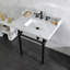 Lavabo console en marbre Carrara de 30 pouces avec pieds en laiton Kingston (8 pouces, 3 trous) Kingston-72887940
