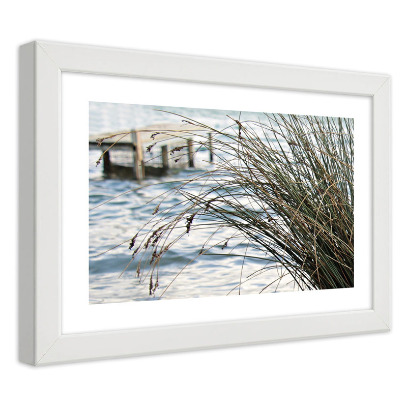 Jetty by the Sea 1 Piece Single Picture Frame Wall Art, 60cm H x 90cm W, White