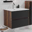 Meuble-lavabo mural noir et noyer Gloria