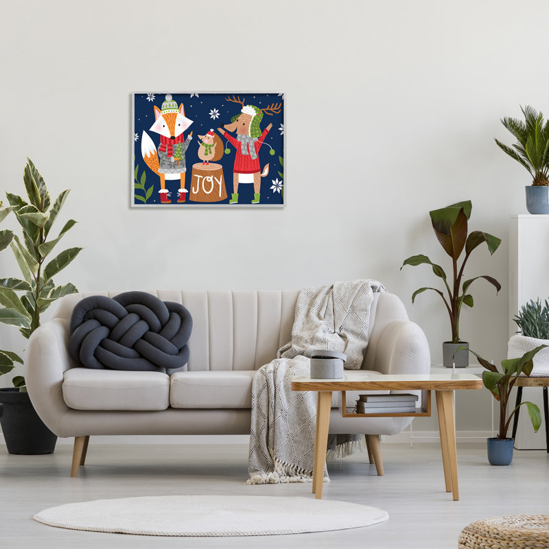 «Snowy Winter Woodland», adorable renard, hérisson, Estampe numérique Farmhouse, H 24 po x l 30 po x P 1,5 po