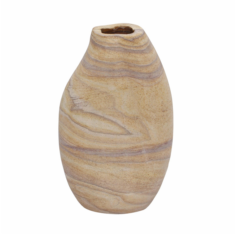 Saava Sandstone Ceramic Curved Vase for Floral Arrangements