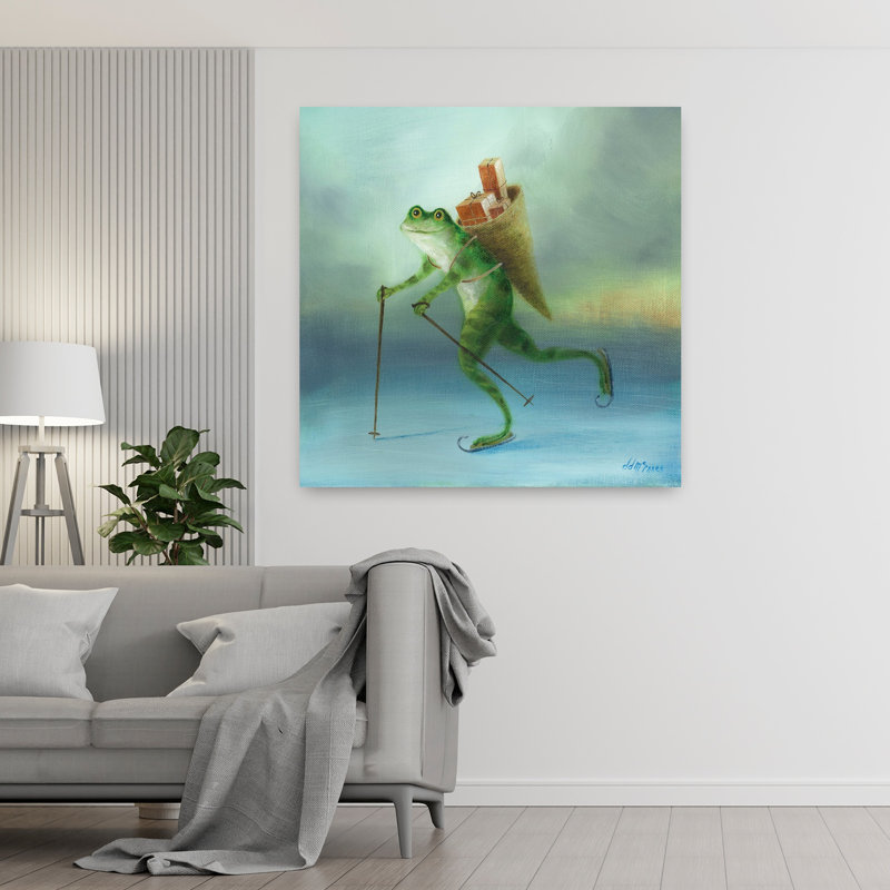 La grenouille de Yuletide, art urbain contemporain, H 48 po x l 48 po