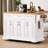 54" Kitchen Island with Rubber Wood Drop Leaf, Embossed Texture Panel, 4 Doors, 3 Drawers, Spice & Towel Racks, Lockable Wheels-315811884