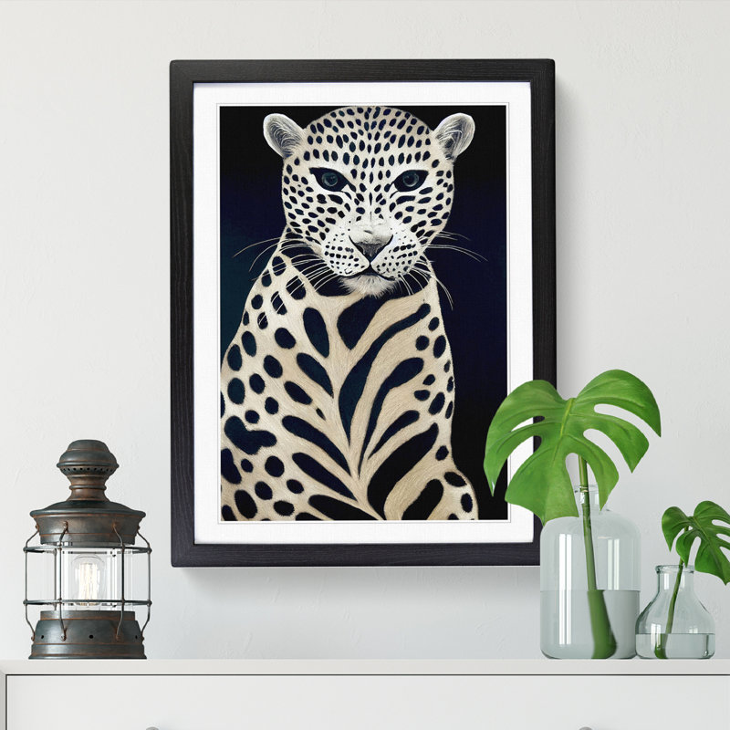 Leopard Modern - Framed Print, 46cm H x 34cm W x 2cm D, Walnut