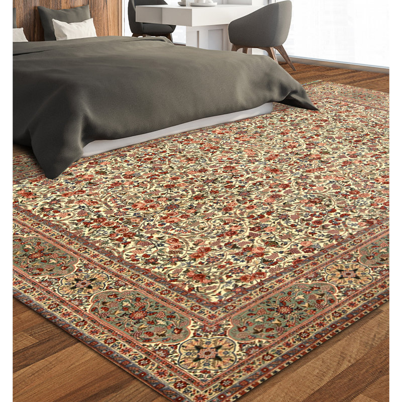Tapis rectangulaire en laine noué à la main
