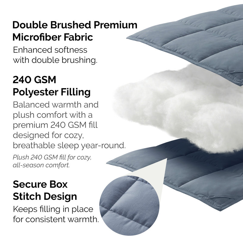 Édredon surdimensionné en duvet synthétique facile d'entretien avec bordure passepoilée et boucles aux coins Vilano Springs®