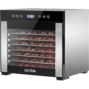 OSTBA Food Dehydrator, 8 Stainless Steel Trays, 95–165℉ Adjustable Temperature, 48h Digital Timer, Double-Layer Food Dryer, Recipe for Fruit, Vegetable, Jerky, Herb