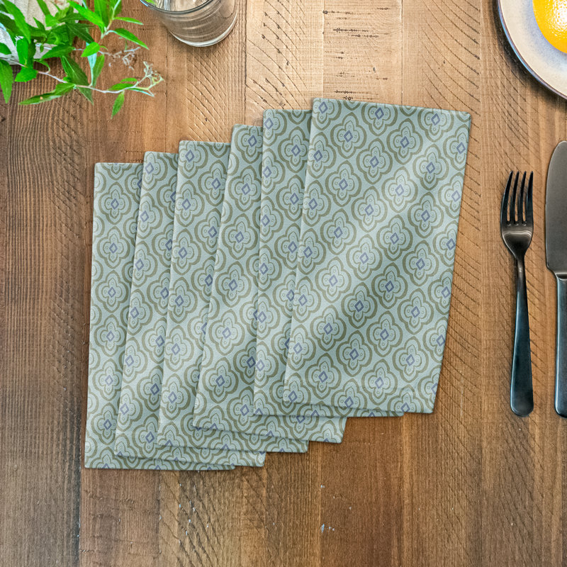Eliah Cotton Geometric Square Napkin, Blue